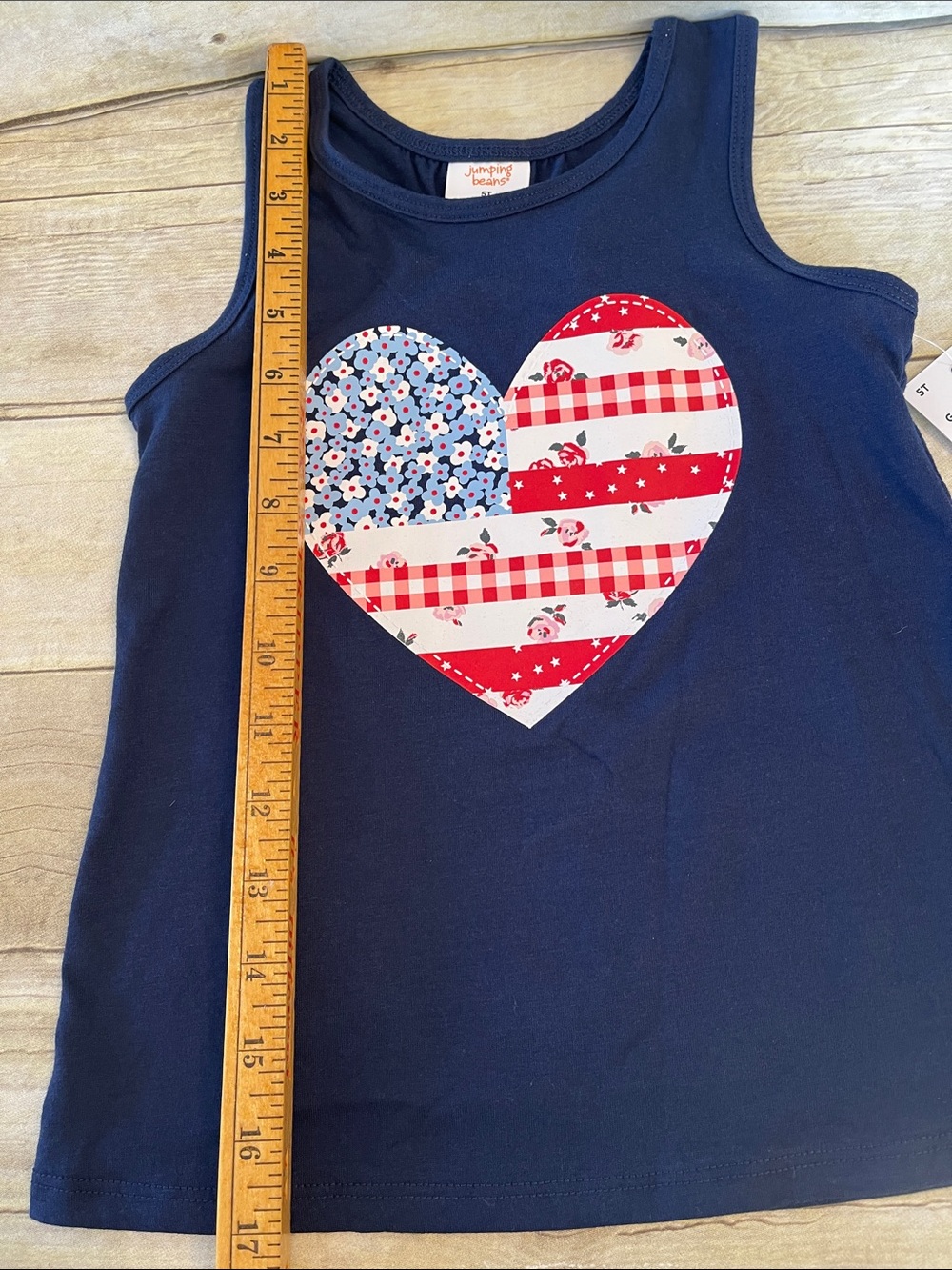 Navy Patchwork Graphic Summer Tank Top for 5T Girl Americana - Picture 8 of 9